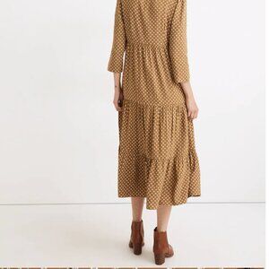 Madewell V-Neck Tiered Button-Front Midi Dress Mustard Daisy Pattern | Size 6